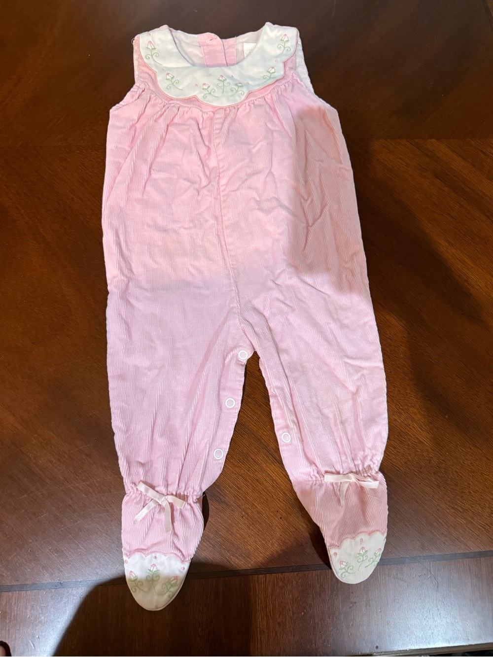 Vintage 1990s Pink Embroidered Footed One-Piece